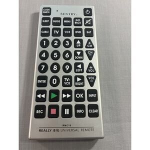 Sentry RMC-10 Really Big Universal Remote Tested Working Jumbo TV VCR DVD Remote